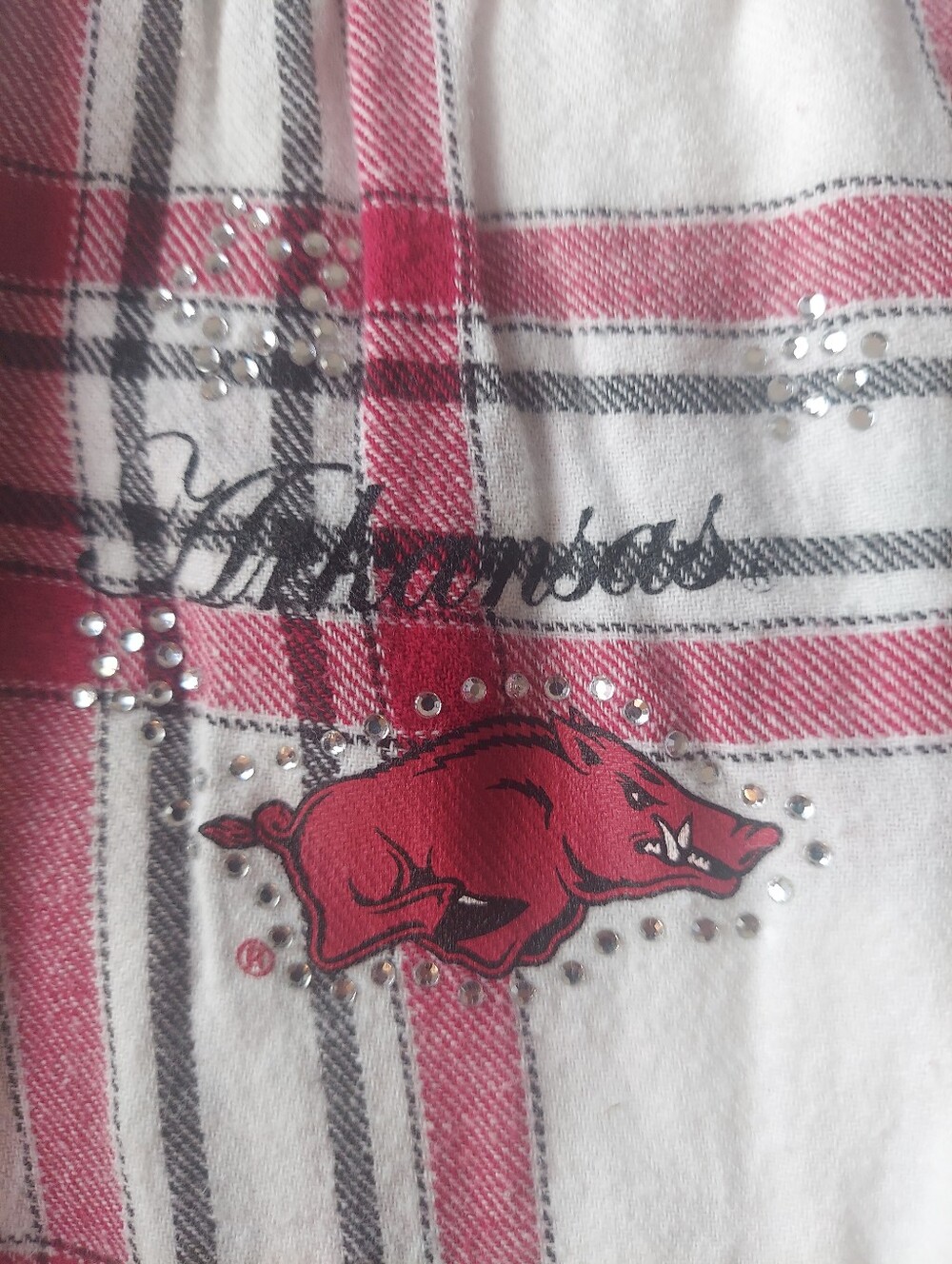 Red and White Razorbacks Pajama Pants - Picture 3 of 4